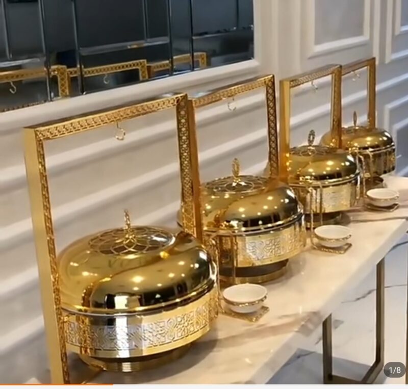 Royal Stainless Steel Hanging Dome Golden Chaffing Dishes - Image 2